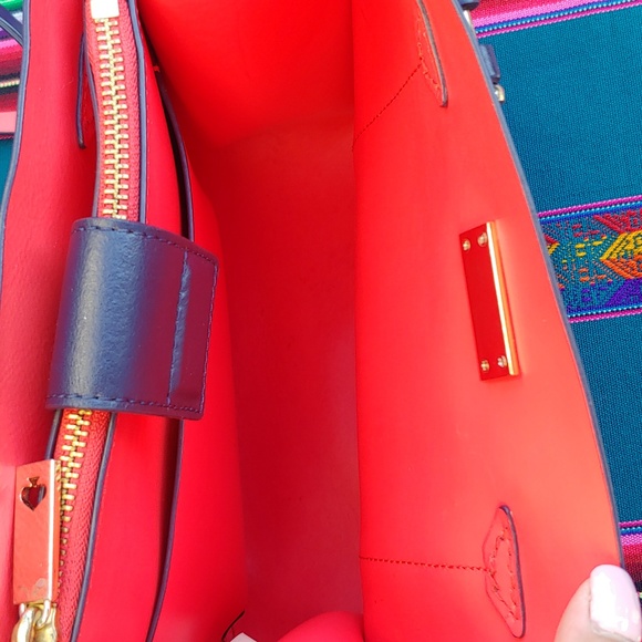 Kate Spade Navy Blue and Hot Pink Leather Arbour Hill Elodie Shoulder Tote - Picture 15 of 17